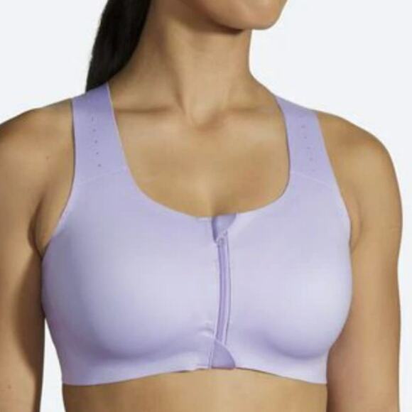 BROOKS Purple Violet Dash Dare Zip Run Bra Size XS/S - Picture 1 of 11
